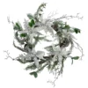 Iced White Poinsettia Artificial Christmas Wreath - 22 Inch, Unlit -Noel Twinkle Shop northlight vm26552 80226.1667491064