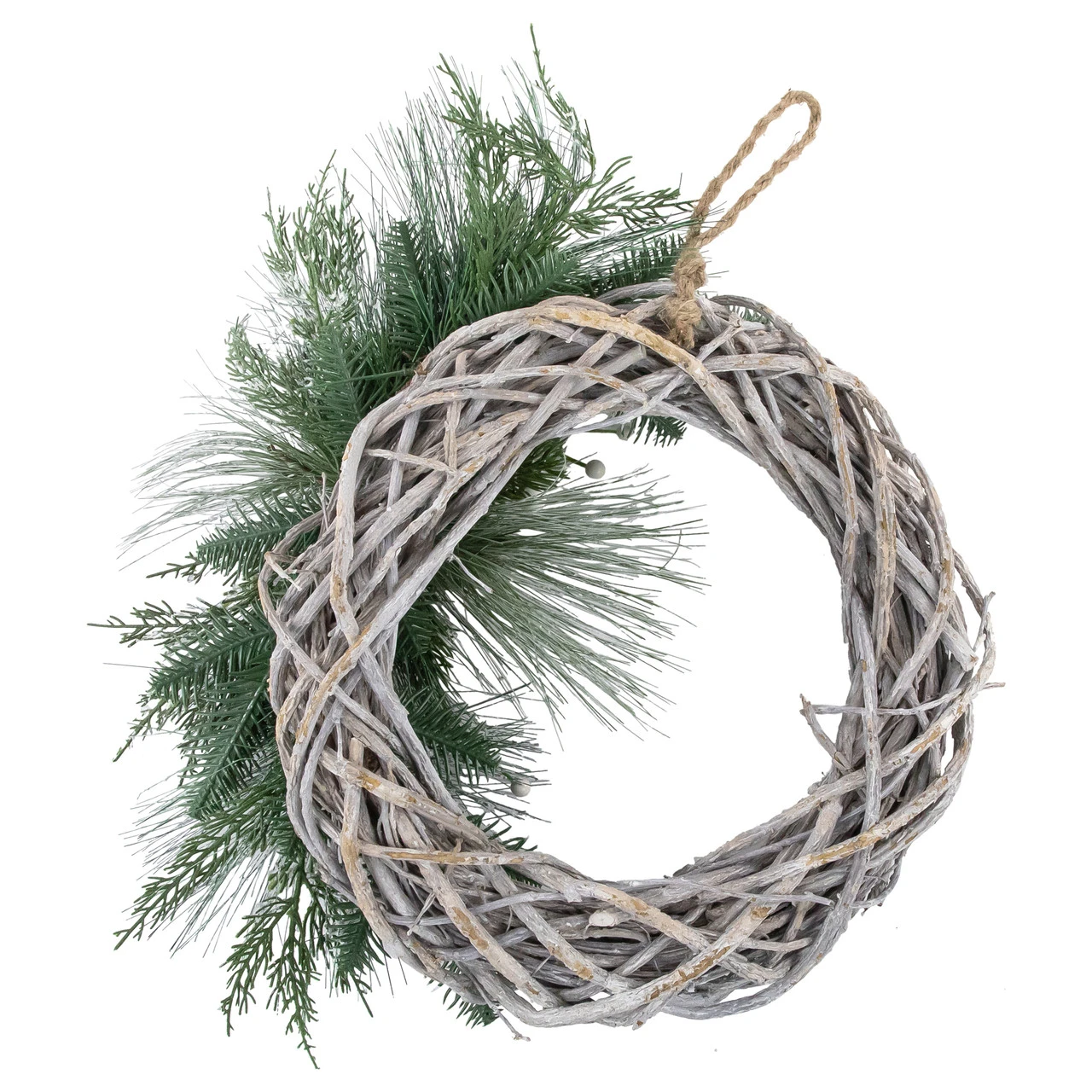 Frosted Pine Cone And Foliage Artificial Christmas Twig Wreath, 15 Inch, Unlit 6 Frosted Pine Cone And Foliage Artificial Christmas Twig Wreath, 15 Inch, Unlit - Image 4
