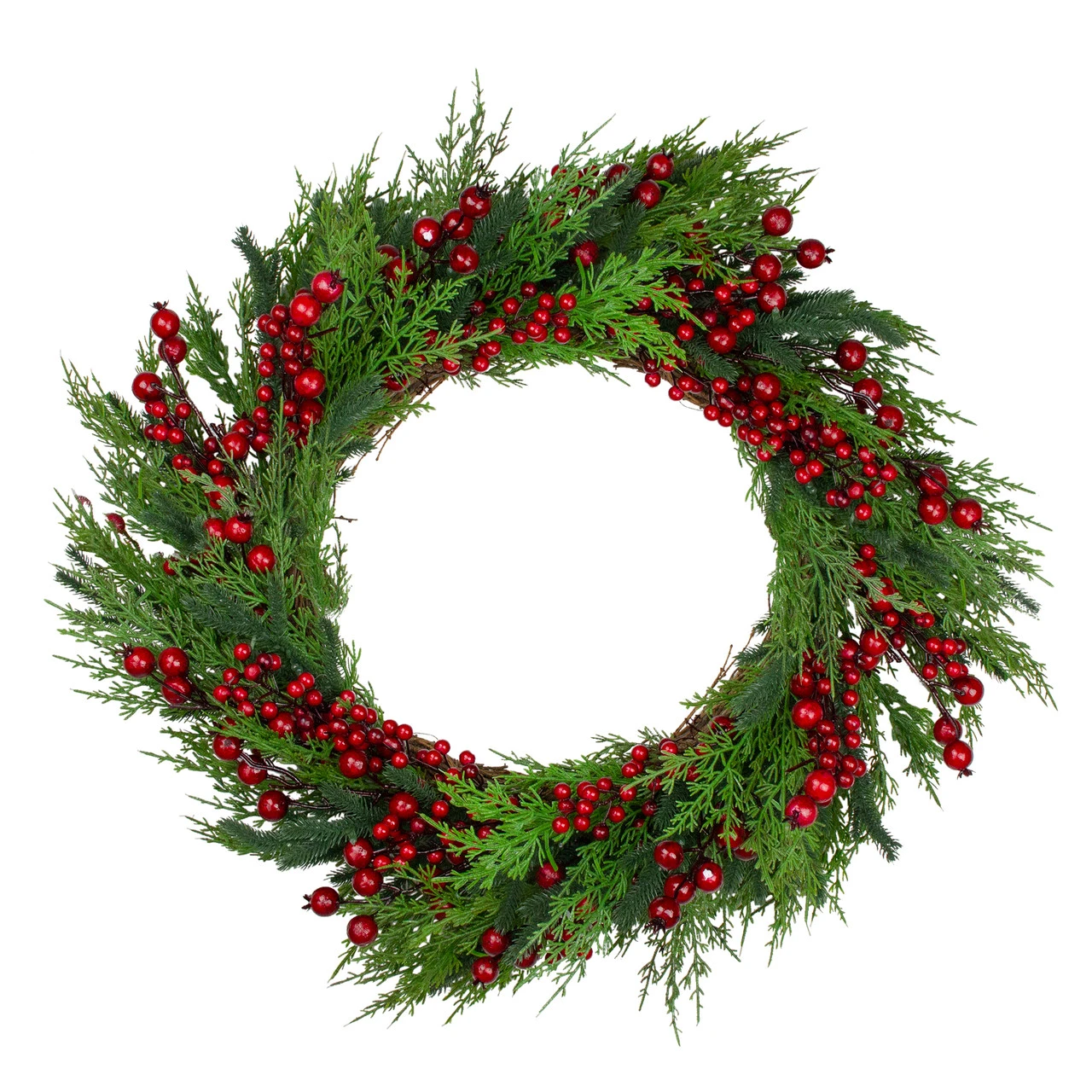 Mixed Pine And Berries Artificial Christmas Wreath - 26 Inch, Unlit 3 Mixed Pine And Berries Artificial Christmas Wreath - 26 Inch, Unlit