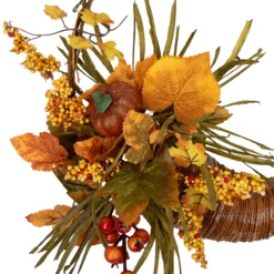 Fall Leaves, Berries And Pumpkins Artificial Thanksgiving Cornucopia Wreath - 18-Inch, Unlit -Noel Twinkle Shop northlight vm37745 02 42281.1667656717