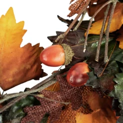 Brown And Green Autumn Harvest Artificial Leaves Wreath - 20 Inch, Unlit -Noel Twinkle Shop northlight vm37747 5 92454.1667656715