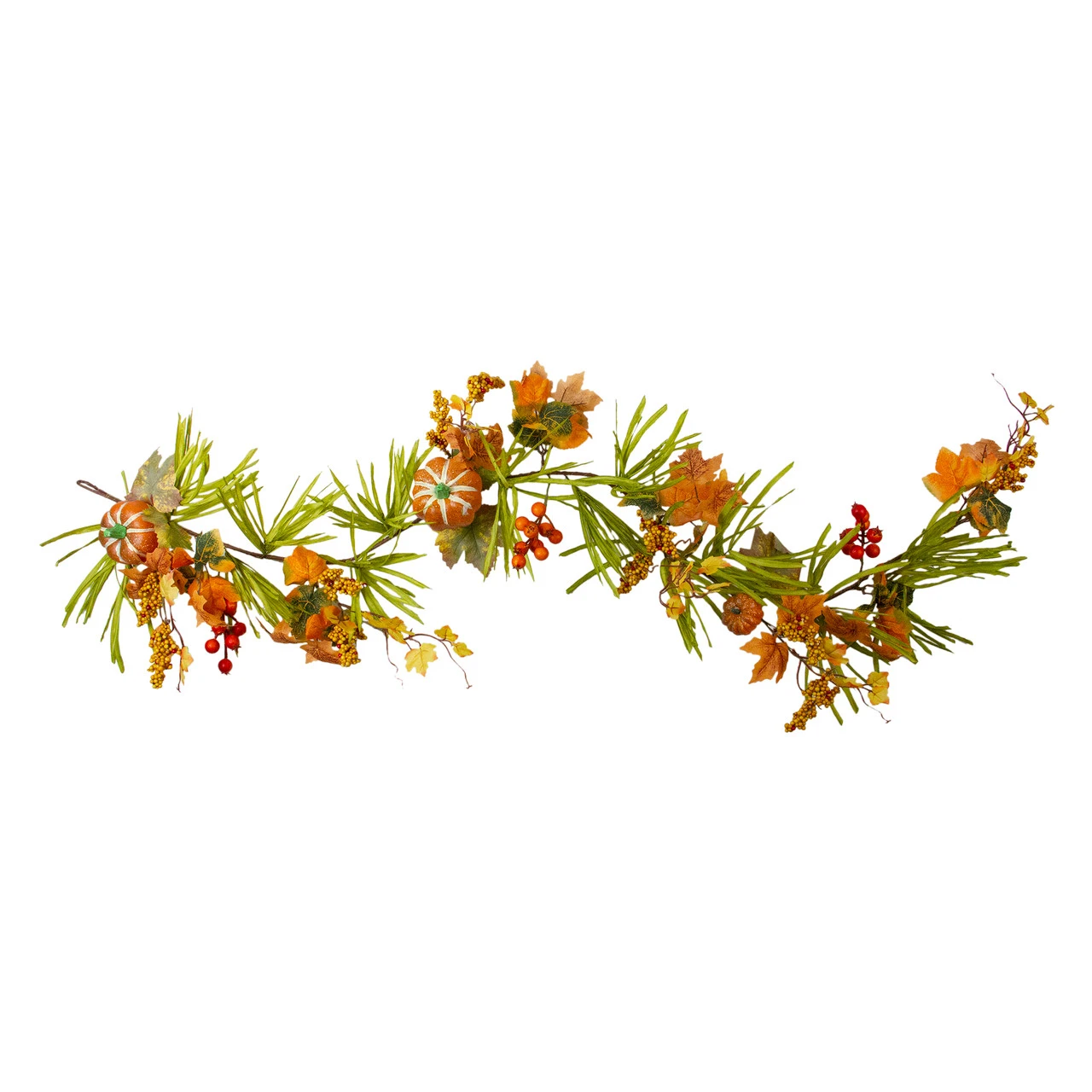 5' X 10" Pumpkins And Berries With Leaves Artificial Thanksgiving Garland - Unlit 3 5' X 10" Pumpkins And Berries With Leaves Artificial Thanksgiving Garland - Unlit