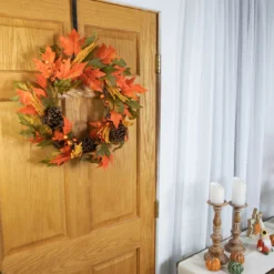 Leaves, Pinecones And Berries Artificial Fall Harvest Wreath, 24-Inch, Unlit -Noel Twinkle Shop northlight vm37826 styled 98844.1684449404