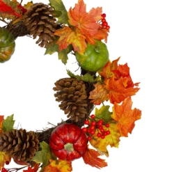 Leaves, Pine Cones And Pumpkins Artificial Fall Harvest Wreath - 20-Inch, Unlit -Noel Twinkle Shop northlight vm37829 2 46879.1667597252