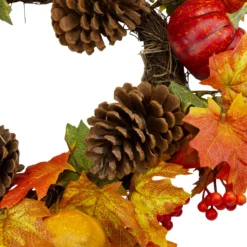 Leaves, Pine Cones And Pumpkins Artificial Fall Harvest Wreath - 20-Inch, Unlit -Noel Twinkle Shop northlight vm37829 4 39117.1667597253