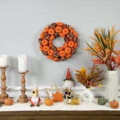 Pumpkin Artificial Fall Harvest Wreath, 15 Inch Unlit 9 Pumpkin Artificial Fall Harvest Wreath, 15 Inch Unlit -Noel Twinkle Shop northlight vm37845 styled 2 70807.1684450108