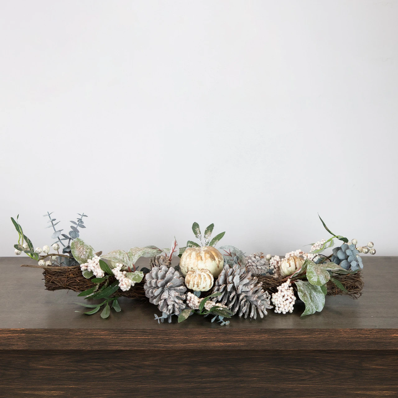 36" Neutral Colored Pumpkin And Pine Cones Fall Harvest Swag - Unlit 4 36" Neutral Colored Pumpkin And Pine Cones Fall Harvest Swag - Unlit - Image 2