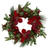 Magnolia And Red Berries Artificial Christmas Wreath - 22-Inch, Unlit