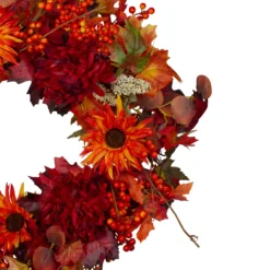 Leaves And Flowers Fall Harvest Wreath - 24-Inch, Unlit -Noel Twinkle Shop northlight vm89234 1 09924.1667574722
