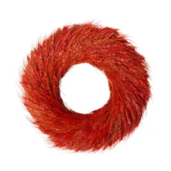 Red And Orange Ears Of Wheat Fall Harvest Wreath - 12-Inch, Unlit