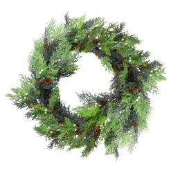 Berry, Cedar And Pine Cone Artificial Christmas Wreath - 24-Inch, Unlit