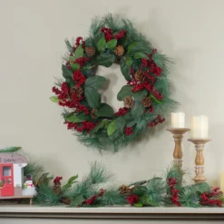 Leaves, Berry And Pine Needle Artificial Christmas Wreath - 24-Inch, Unlit 7 Leaves, Berry And Pine Needle Artificial Christmas Wreath - 24-Inch, Unlit -Noel Twinkle Shop northlight vm90071 4 62091.1667569544