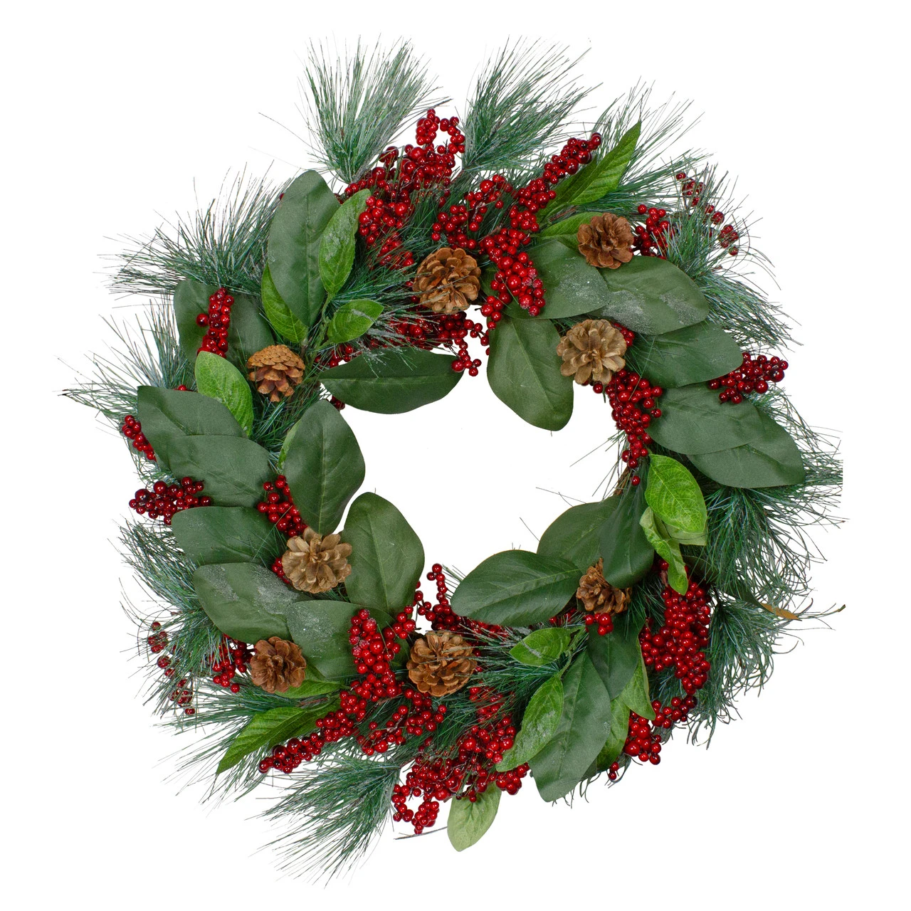 Leaves, Berry And Pine Needle Artificial Christmas Wreath - 24-Inch, Unlit 3 Leaves, Berry And Pine Needle Artificial Christmas Wreath - 24-Inch, Unlit