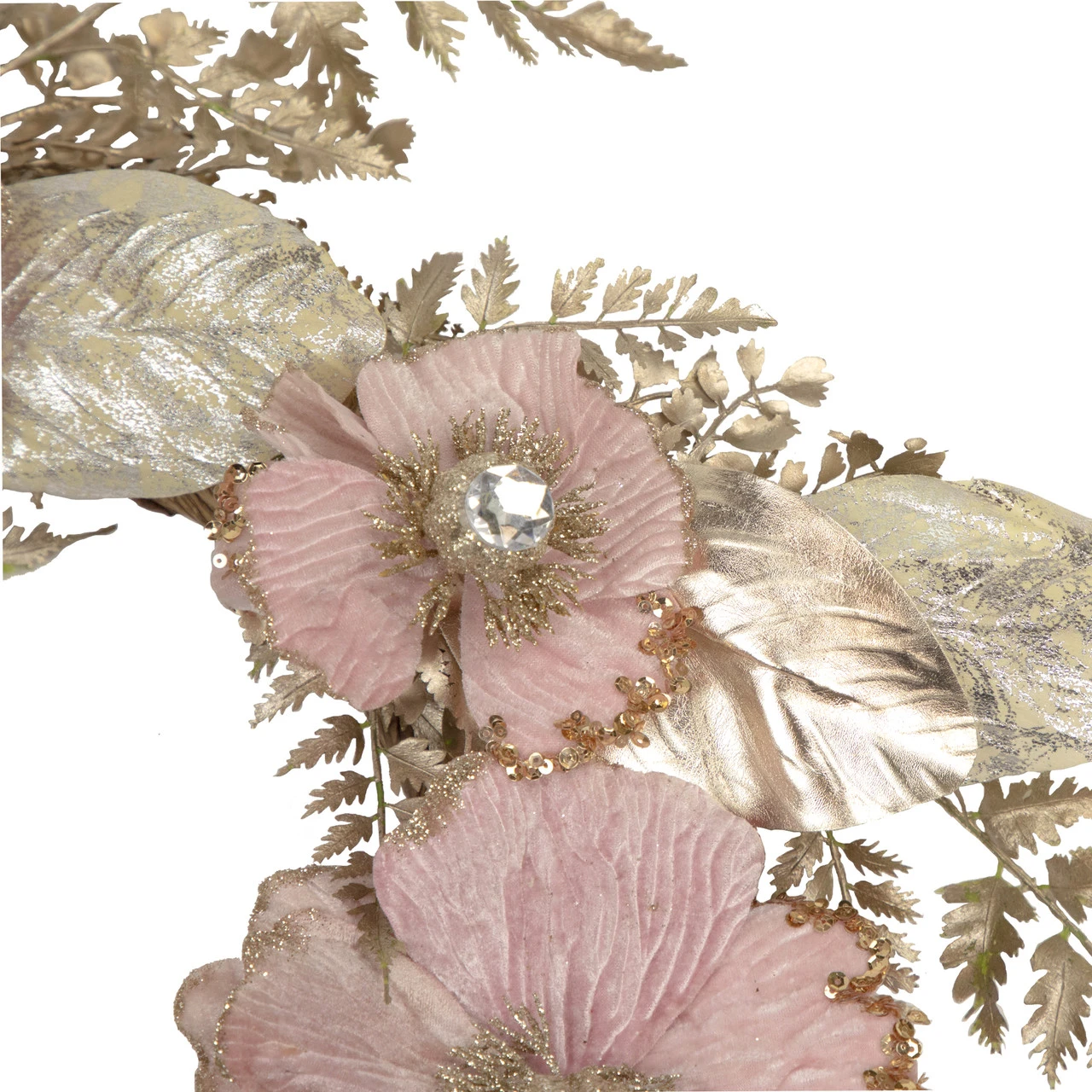 Champange And Pink Flower Wreath, 24-Inch, Unlit 5 Champange And Pink Flower Wreath, 24-Inch, Unlit - Image 3