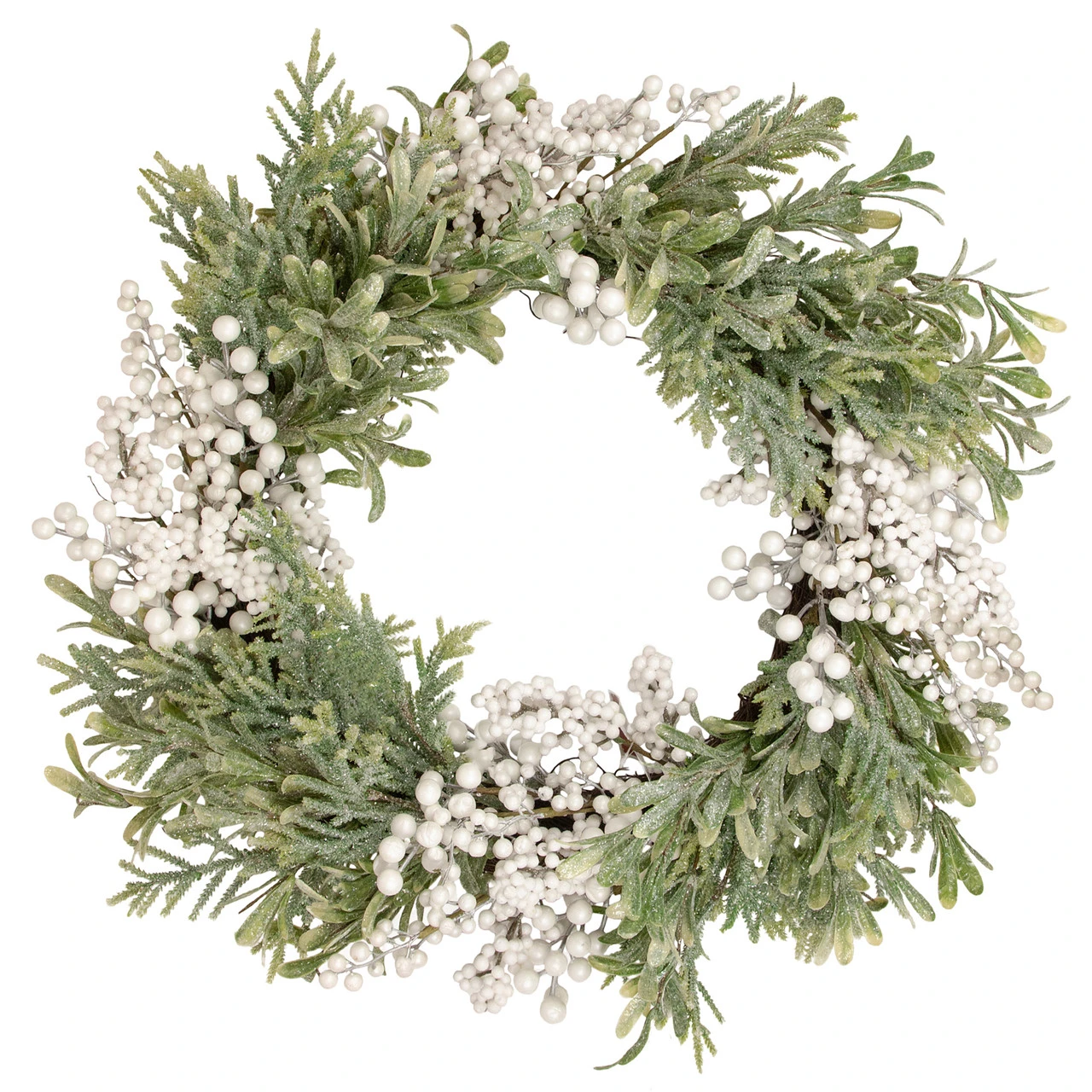 White Berry And Frosted Pine Christmas Wreath, 28-Inch, Unlit 3 White Berry And Frosted Pine Christmas Wreath, 28-Inch, Unlit