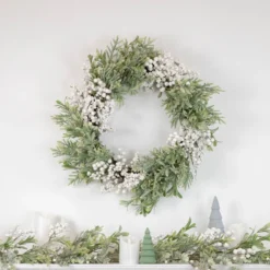 5' X 10" White Berry And Frosted Pine Christmas Garland, Unlit 6 5' X 10" White Berry And Frosted Pine Christmas Garland, Unlit -Noel Twinkle Shop northlight vm92775 vm92762 style 13656.1667554481