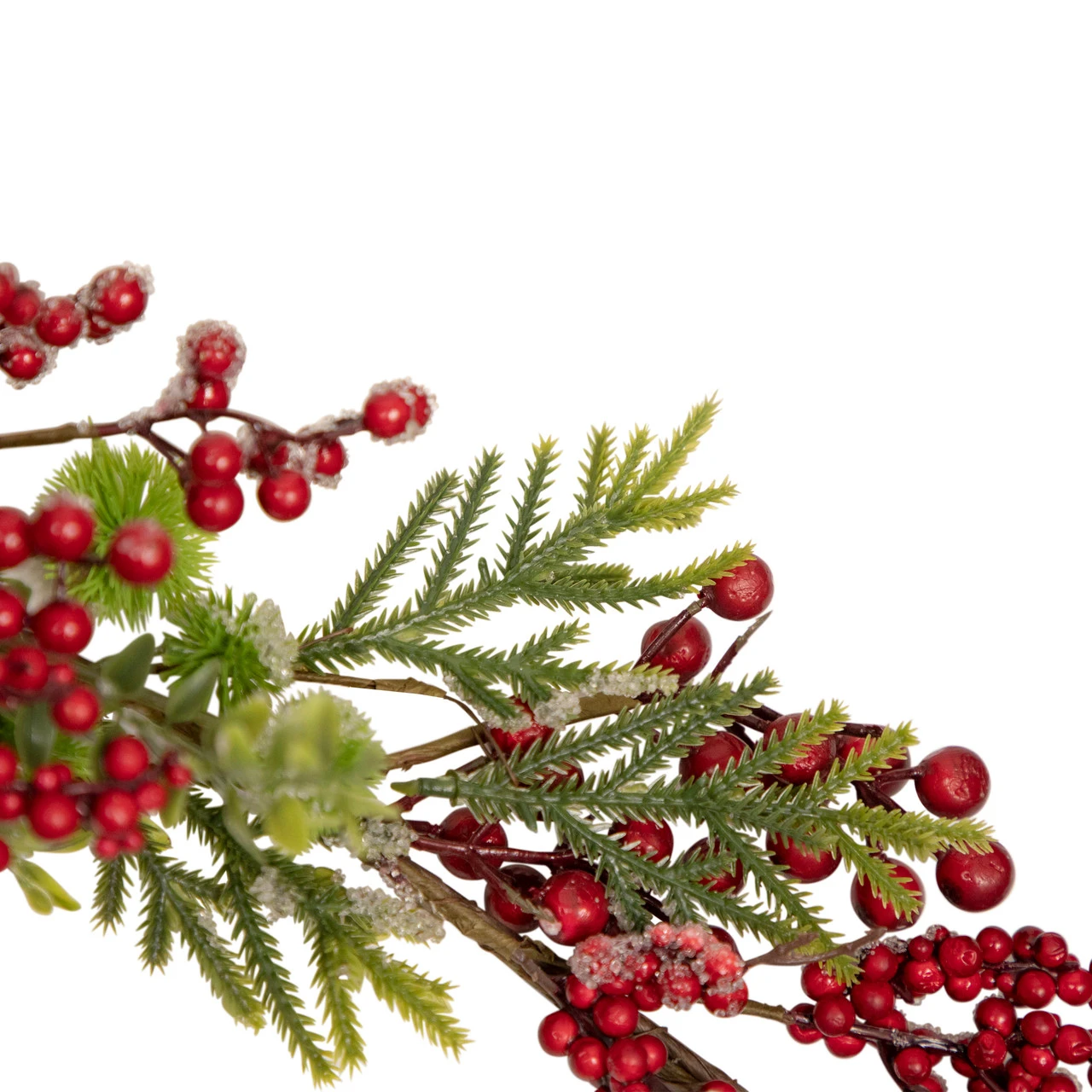 5' X 8" Frosted Pine And Red Berry Christmas Garland - Unlit 5 5' X 8" Frosted Pine And Red Berry Christmas Garland - Unlit - Image 3