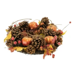 Pinecone And Pumpkin Autumn Harvest Wreath, 13.5-Inch, Unlit -Noel Twinkle Shop northlight vm92784 3 74773.1667517378