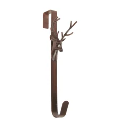 15.25" Brown Rustic Deer Over The Door Christmas Wreath Hanger