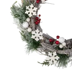 Snowflakes And Berries Winter Foliage Christmas Wreath, 24-Inch, Unlit -Noel Twinkle Shop northlight xh01776 2 44933.1667657600