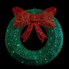 24" LED Lighted Green Glitter Wreath With Red Bow Outdoor Christmas Decoration -Noel Twinkle Shop northlight ye92361updated 36075.1667657100
