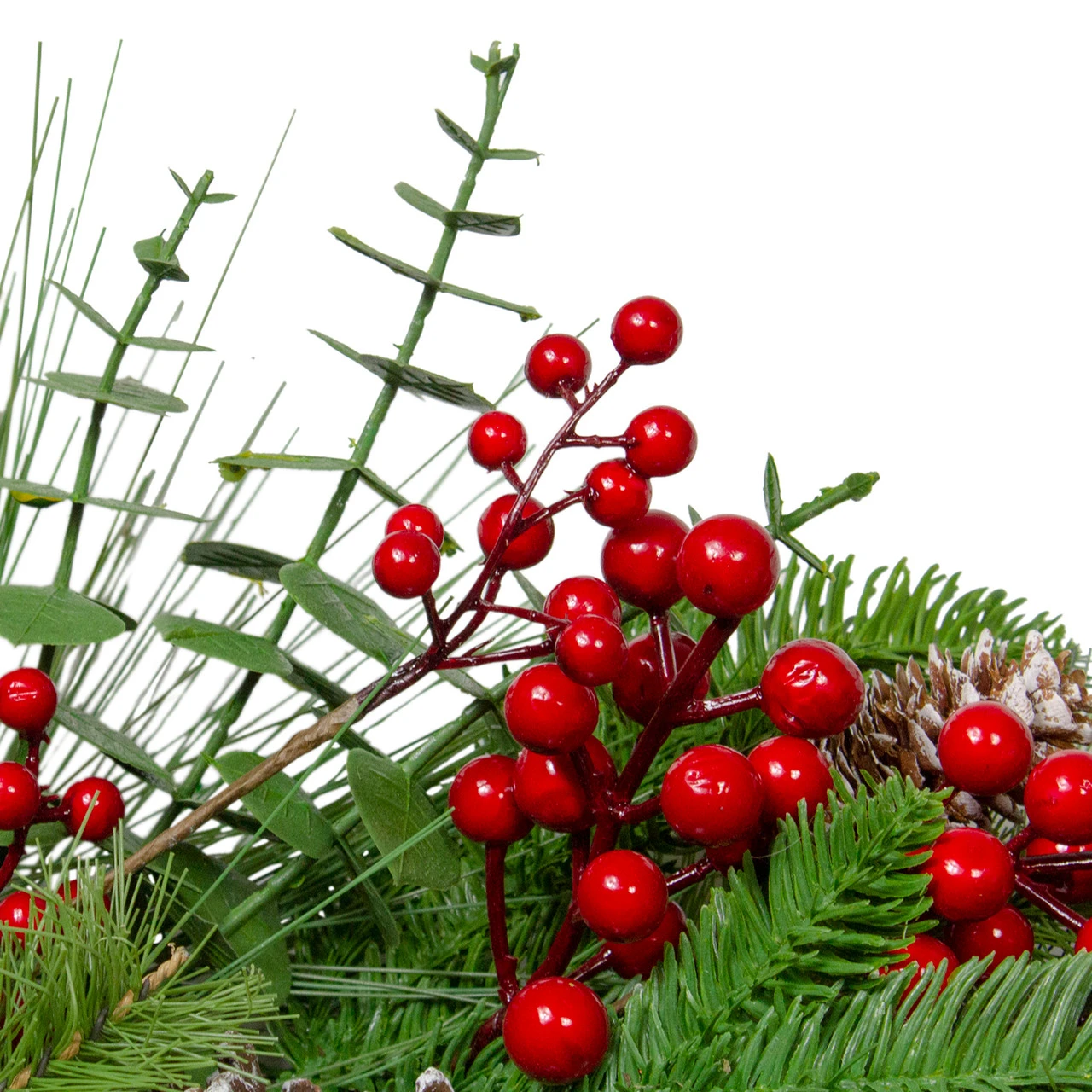 Holly Berries And Snowy Pinecones Artificial Christmas Wreath - 24-Inch, Unlit 4 Holly Berries And Snowy Pinecones Artificial Christmas Wreath - 24-Inch, Unlit - Image 2