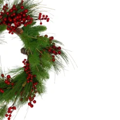 24-Inch Mixed Pine And Red Berry Artificial Christmas Wreath - Unlit -Noel Twinkle Shop northlight yk87886 1 84940.1667576911
