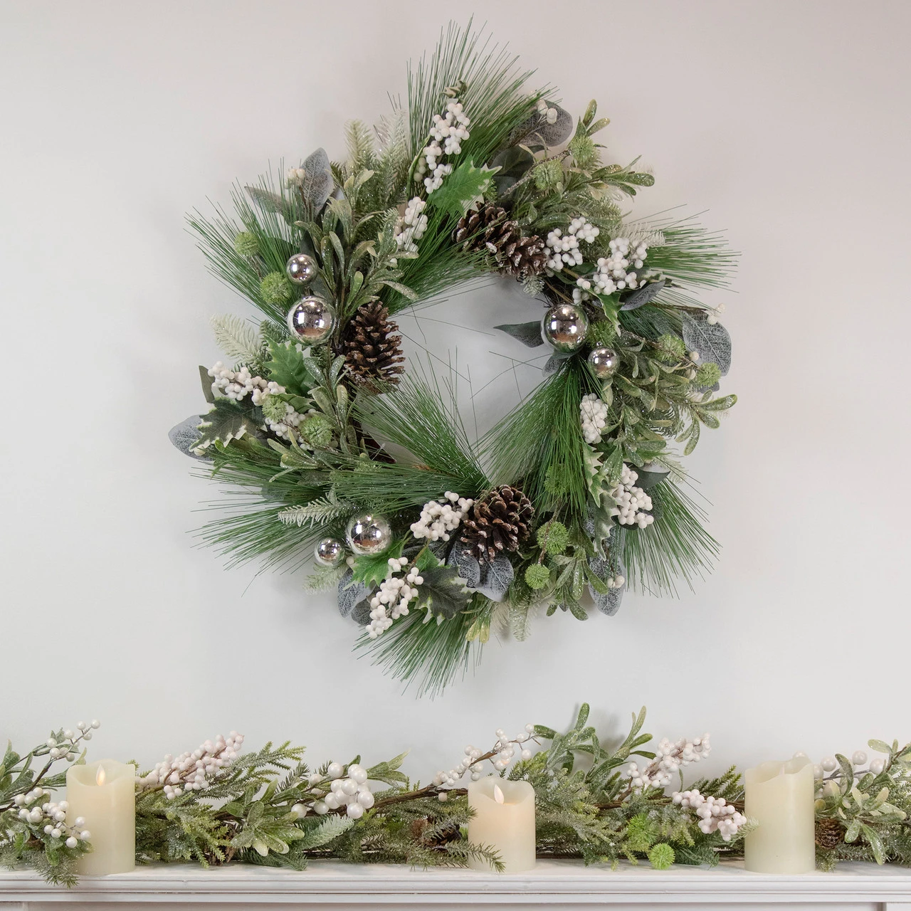Artificial Christmas Wreath With Assorted Foliage And Berries, 24-Inch, Unlit 4 Artificial Christmas Wreath With Assorted Foliage And Berries, 24-Inch, Unlit - Image 2