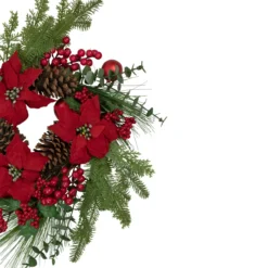Artificial Red Berry And Poinsettia Christmas Wreath, 22-Inch, Unlit -Noel Twinkle Shop northlight yk93229 220copy 91521.1667535784