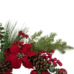 Artificial Red Berry And Poinsettia Christmas Wreath, 22-Inch, Unlit -Noel Twinkle Shop northlight yk93229 320copy 24602.1667535783