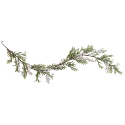 5' X 7" Artificial Christmas Garland With Frosted Foliage And Berries, Unlit