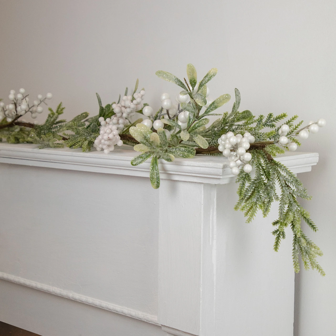 5' X 7" Artificial Christmas Garland With Frosted Foliage And Berries, Unlit 4 5' X 7" Artificial Christmas Garland With Frosted Foliage And Berries, Unlit - Image 2