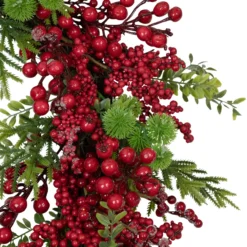 Artificial Frosted Red Berry And Pine Christmas Wreath, 28-Inch, Unlit -Noel Twinkle Shop northlight yk93235 3 10095.1667530206