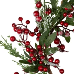 Frosted Red Berries With Leaves And Pine Artificial Christmas Wreath, 18-inch, Unlit -Noel Twinkle Shop northlight yk93252 4 70634.1678118187