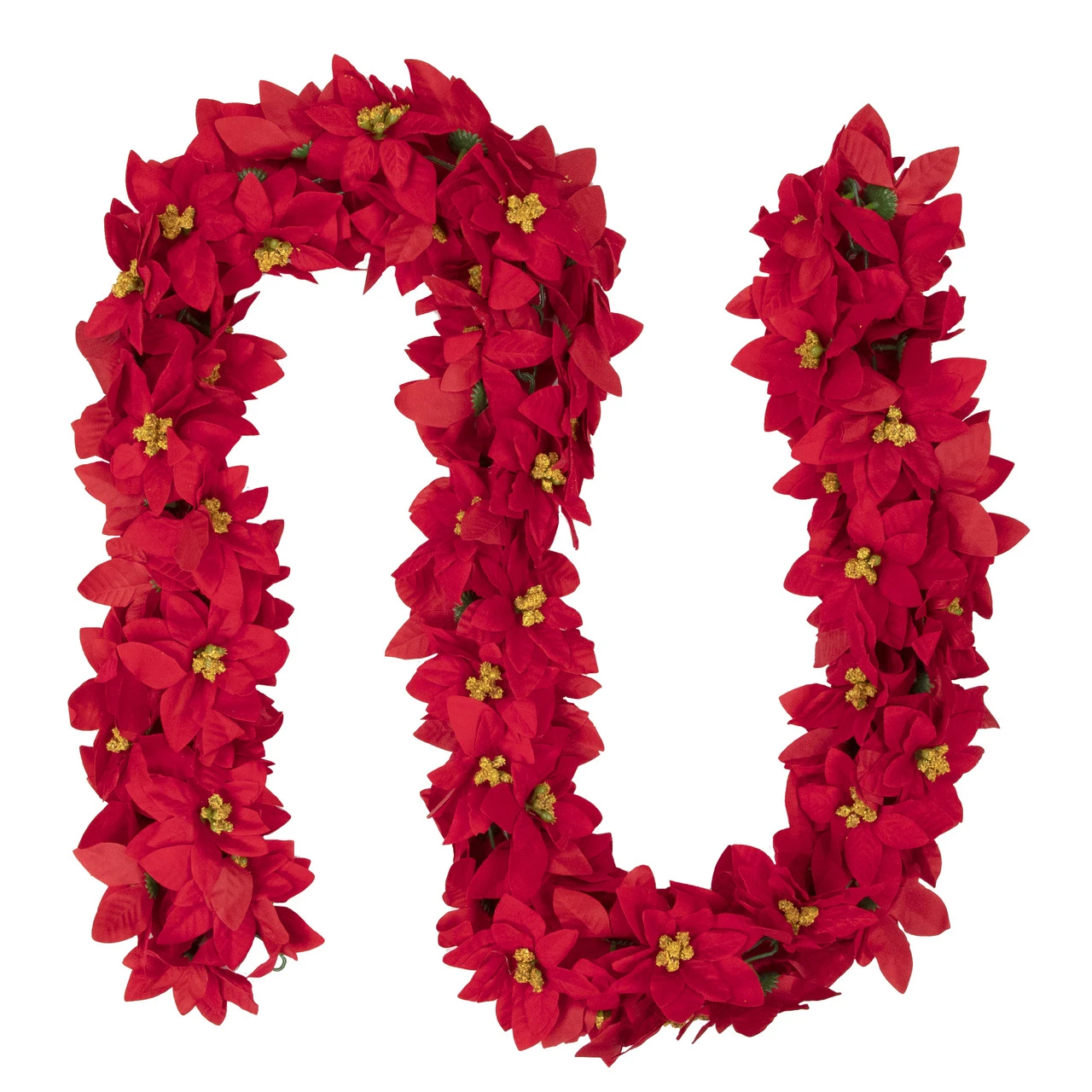 6' X 3" Red Artificial Poinsettia Floral Christmas Garland - Unlit 3 6' X 3" Red Artificial Poinsettia Floral Christmas Garland - Unlit