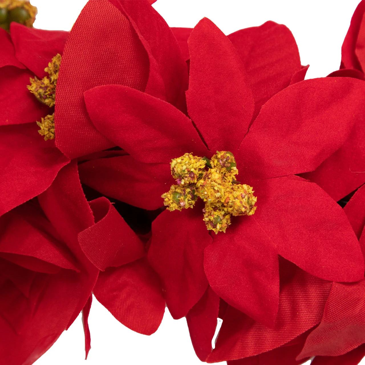 6' X 3" Red Artificial Poinsettia Floral Christmas Garland - Unlit 7 6' X 3" Red Artificial Poinsettia Floral Christmas Garland - Unlit - Image 5