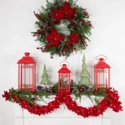 6' X 3" Red Artificial Poinsettia Floral Christmas Garland - Unlit 9 6' X 3" Red Artificial Poinsettia Floral Christmas Garland - Unlit -Noel Twinkle Shop northlight ys28028 styled 48677.1680556134
