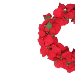 24" Red Artificial Poinsettia Flower Christmas Wreath - Unlit -Noel Twinkle Shop northlight ys28029 1 68966.1667573578