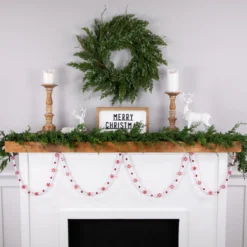 9' Red And White Peppermint Candy Beaded Christmas Garland, Unlit -Noel Twinkle Shop northlight ys28298 styled20on20fireplace 25460.1686600463