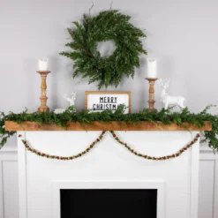 5' Green, Gold And Red Jingle Bell Christmas Garland, Unlit 12 5' Green, Gold And Red Jingle Bell Christmas Garland, Unlit -Noel Twinkle Shop northlight ys28302 styled20on20fireplace202 69750.1686600976