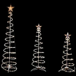 Set Of 3 Clear Lighted Spiral Christmas Trees - 3', 4', And 6'