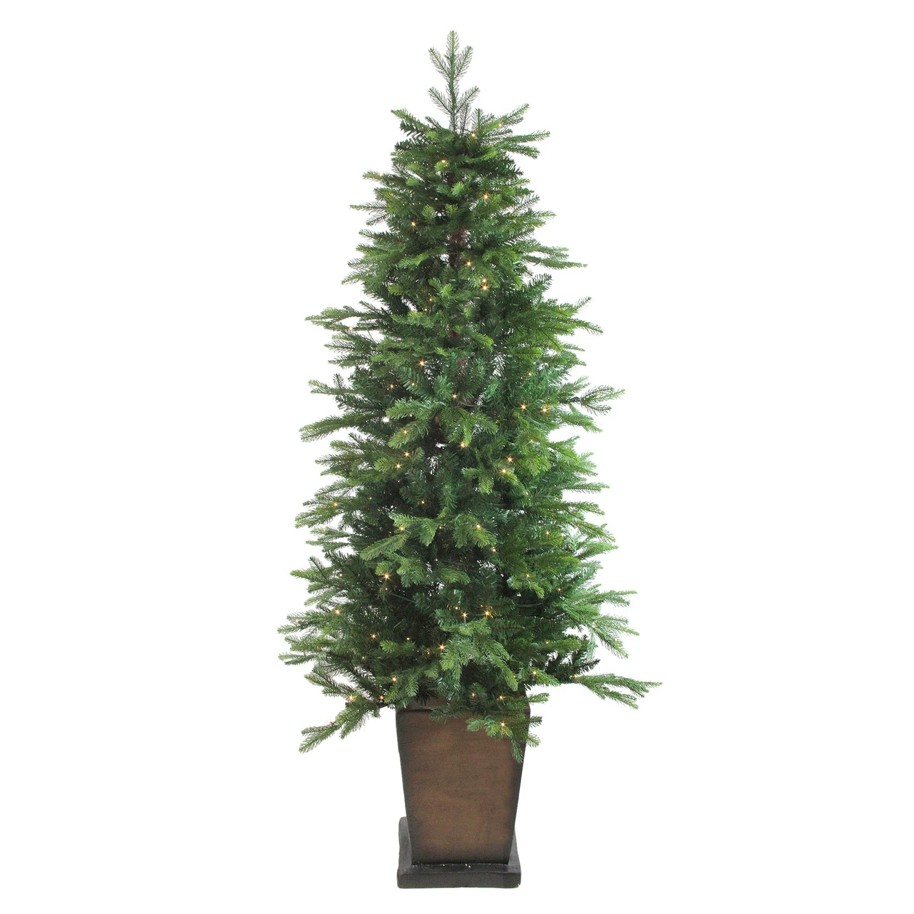 6' Pre-Lit Potted Oregon Noble Fir Slim Artificial Christmas Tree - Clear LED Lights 4 6' Pre-Lit Potted Oregon Noble Fir Slim Artificial Christmas Tree - Clear LED Lights - Image 2