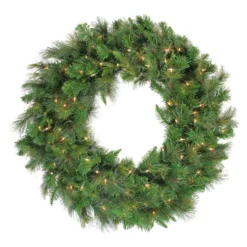 Mixed Canyon Pine Artificial Christmas Wreath - 24-Inch, Clear Lights