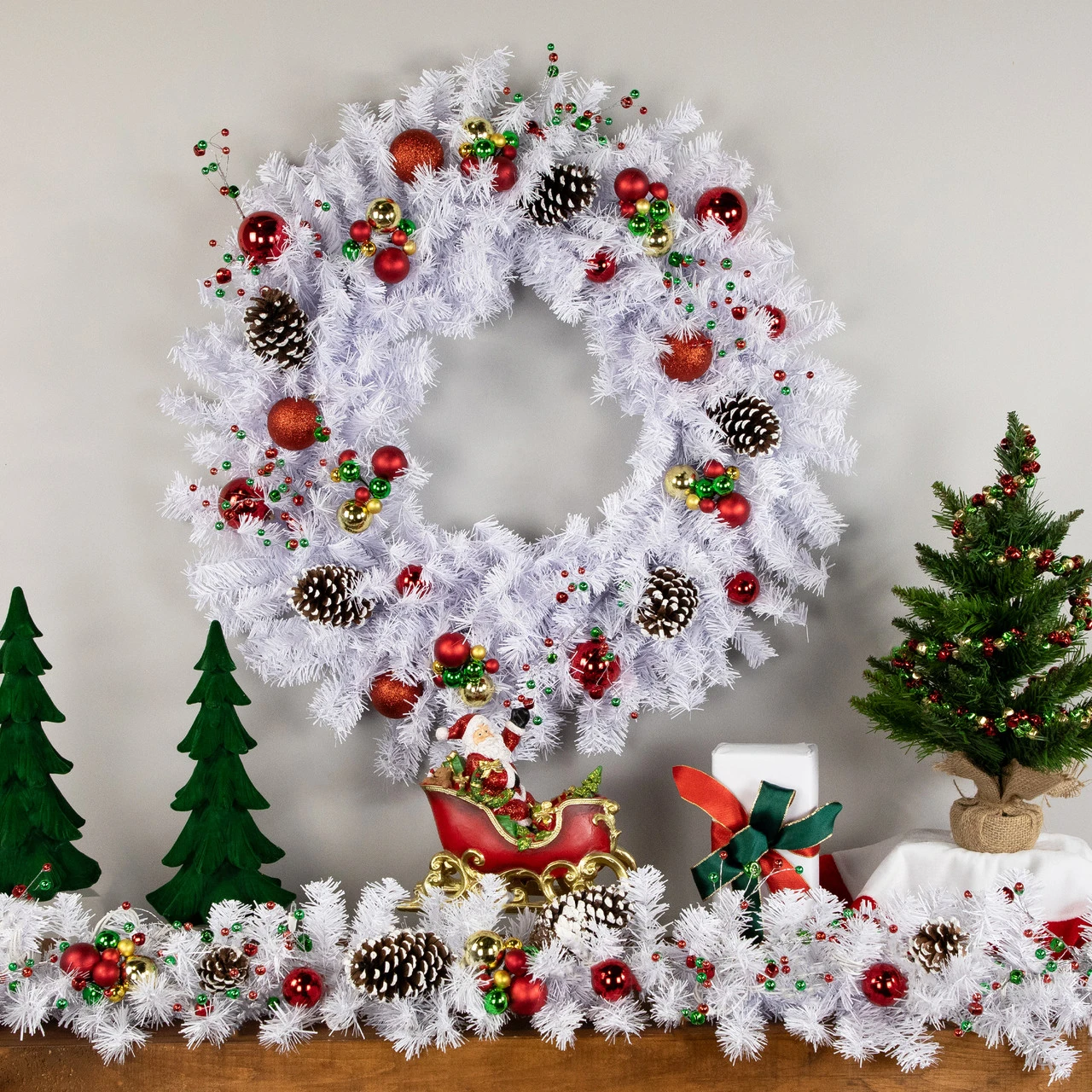 24" White Crystal Spruce Artificial Christmas Wreath - Unlit 5 24" White Crystal Spruce Artificial Christmas Wreath - Unlit - Image 3
