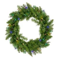 24" Pre-Lit Northern Pine Artificial Multi-Color LED Lights Christmas Wreath