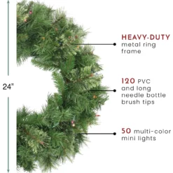 Pre-Lit Mixed Cashmere Pine Artificial Christmas Wreath - 24-Inch, Multi Lights -Noel Twinkle Shop northlight z84474 thumbnail 15962.1667592792
