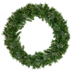 Pre-Lit Mixed Cashmere Pine Artificial Christmas Wreath - 36-Inch, Clear Lights