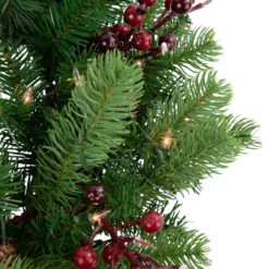 Pre-lit Noble Fir With Red Berries And Pine Cones Artificial Christmas Wreath - 24" - Clear Lights -Noel Twinkle Shop northlight z85340 3 updated2022 00509.1667643622
