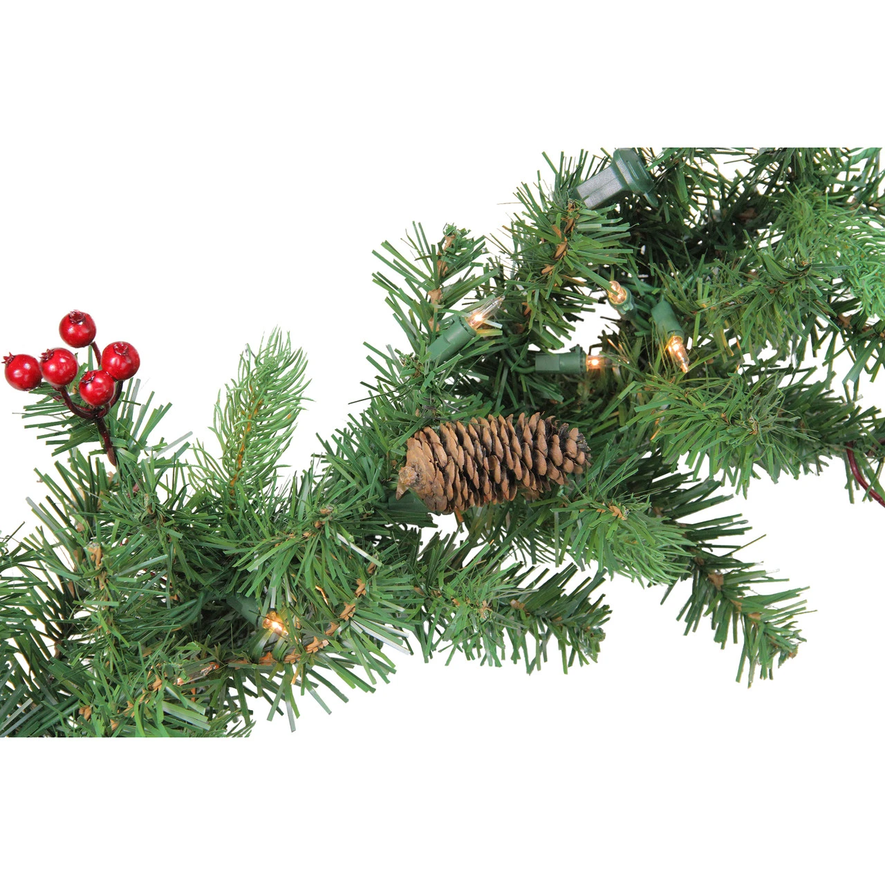 9' X 10" Pre-Lit Noble Fir With Berries Artificial Christmas Garland - Clear Lights 4 9' X 10" Pre-Lit Noble Fir With Berries Artificial Christmas Garland - Clear Lights - Image 2