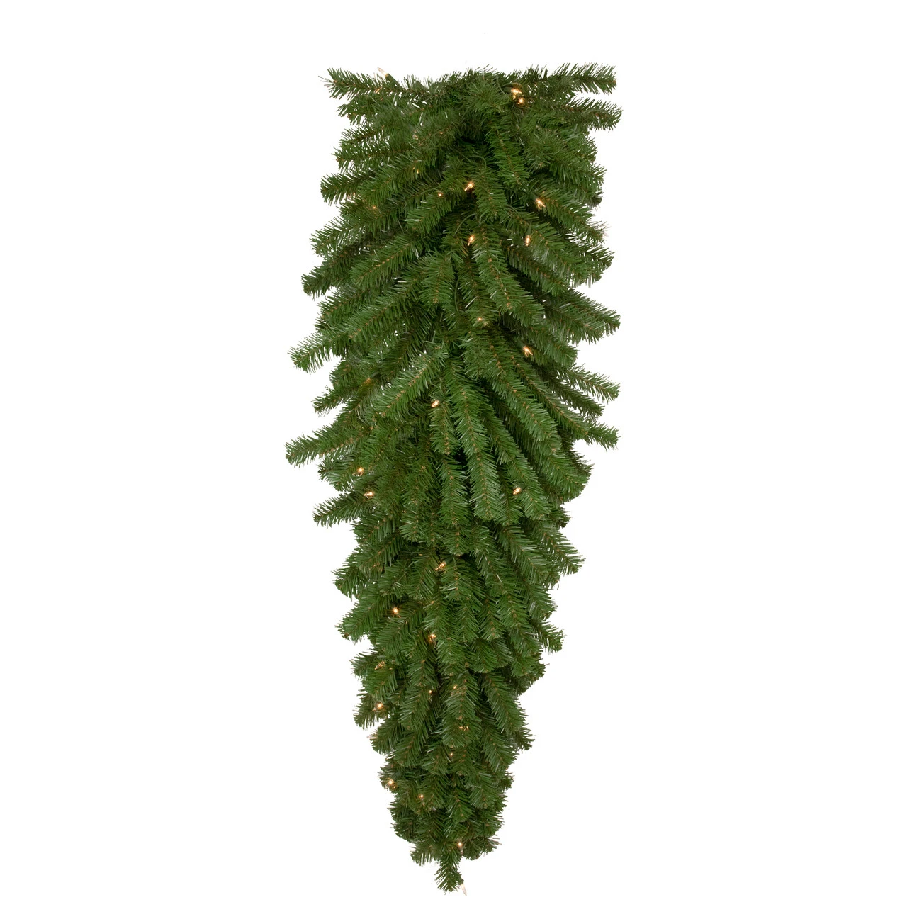 54" Pre-Lit Deluxe Dorchester Pine Artificial Christmas Teardrop Swag, Clear Lights 3 54" Pre-Lit Deluxe Dorchester Pine Artificial Christmas Teardrop Swag, Clear Lights